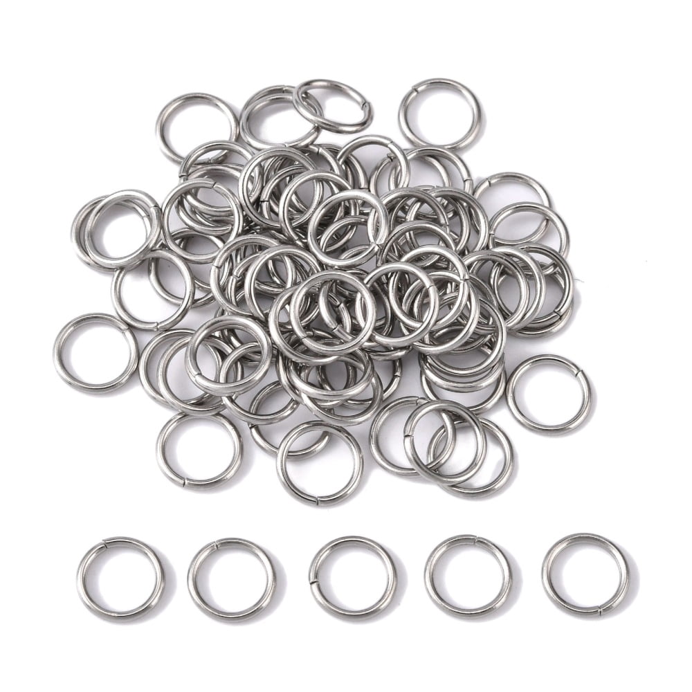 4000pc Resistant 304 Stainless Steel Open Jump Rings Round Stainless Steel Color 18 Gauge 8x1mm Inner Diameter: 6mm