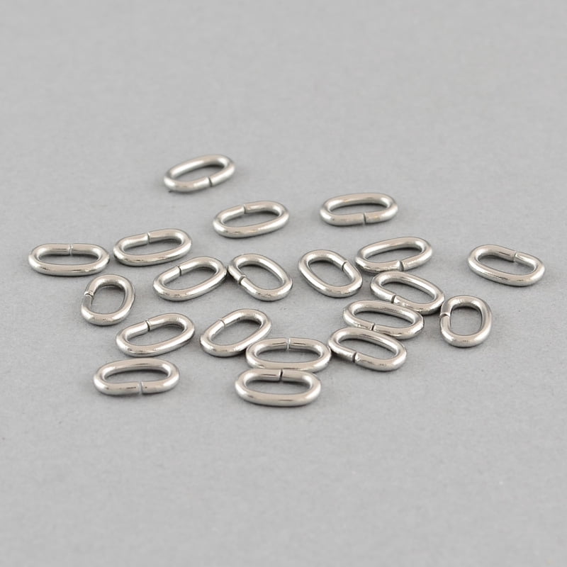 4000pc Tarnish Resistant 304 Stainless Steel Open Jump Rings Oval Jump Rings Stainless Steel Color 8x5x1.2mm