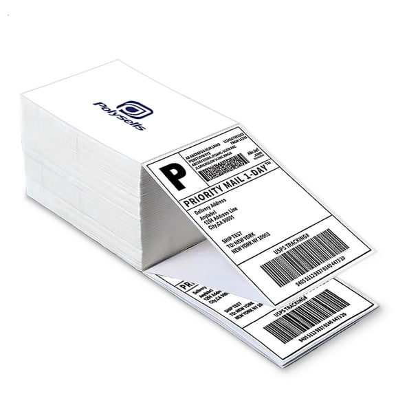 4000pcs 4x6 Fanfold Direct Thermal Shipping Labels for Zebra & Rollo Printers