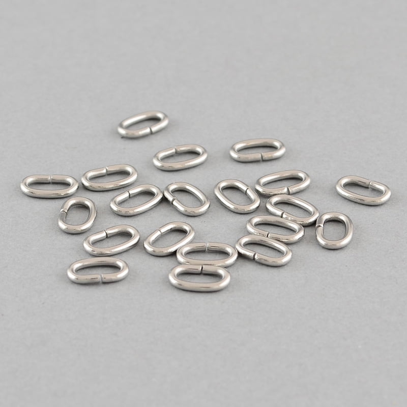 4000pcs Tarnish Resistant 304 Stainless Steel Open Jump Rings Oval Jump Rings Stainless Steel color 8x5x1.2mm
