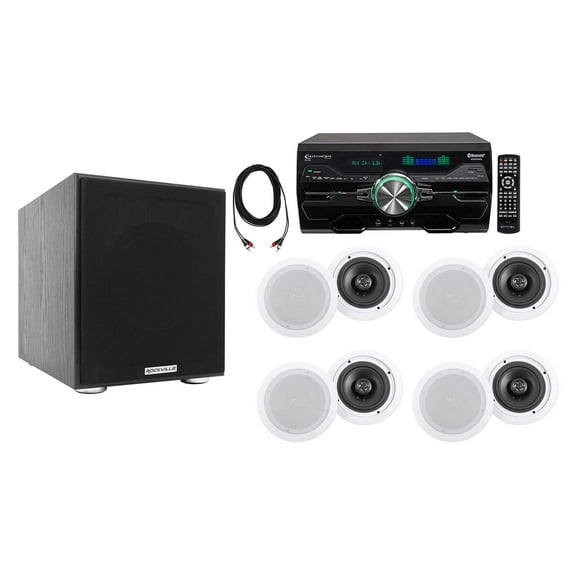 4000w Bluetooth Home Theater DVD Receiver+8) 6.5" White Ceiling Speakers+Sub