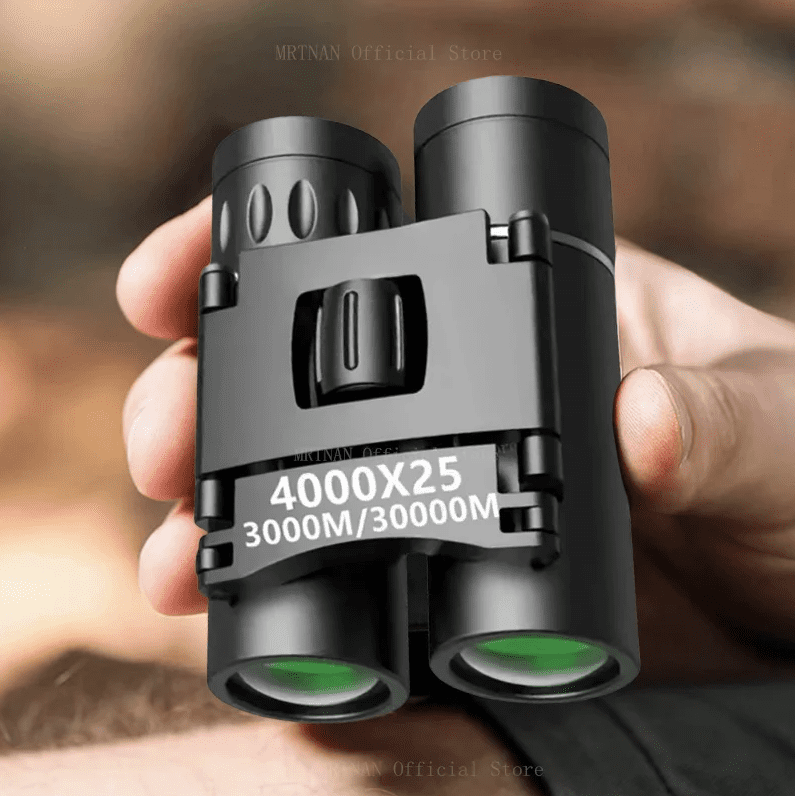 4000x25 HD Zoom Portable Powerful Binoculars Long Range BAK4 Telescope Folding Low Light Binoculars for Hunting Camping