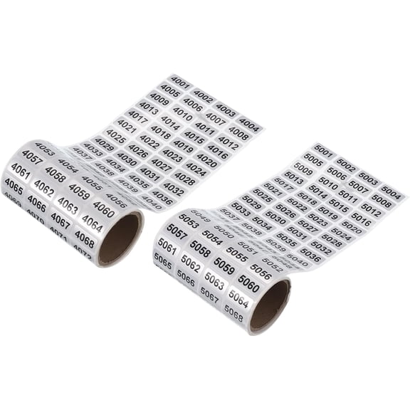 4001 to 5000, 5001 to 6000 Consecutive Number Stickers Inventory Label Black Numbers for Office Warehouse Numbering Classification, Total 2000pcs