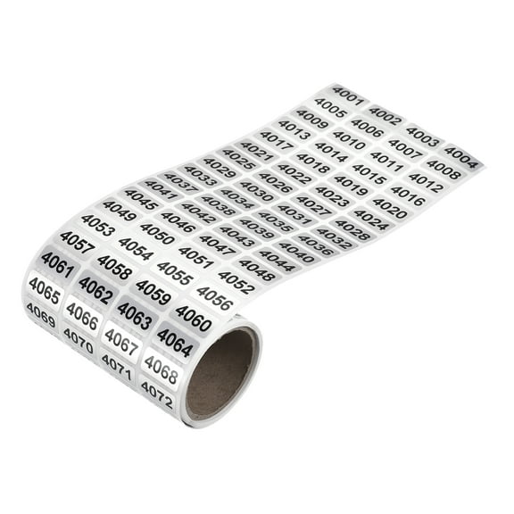 4001 to 5000 Consecutive Number Stickers Inventory Label Black Numbers for Numbering Classification