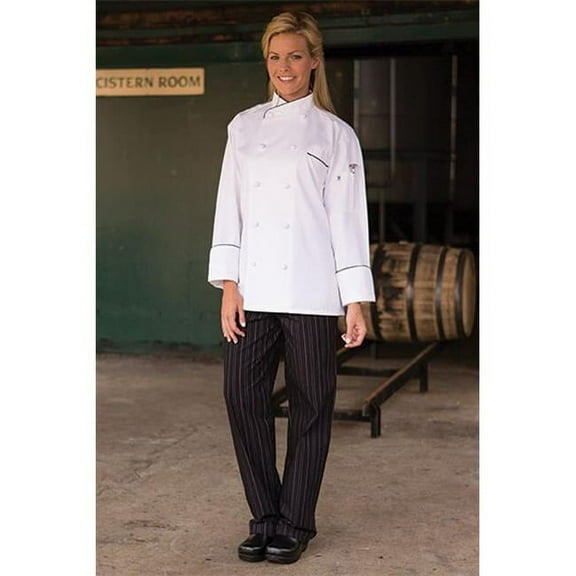 4003-2702 Yarn Dyed Baggy Chef Pant in Red and white Pinstripe - Small