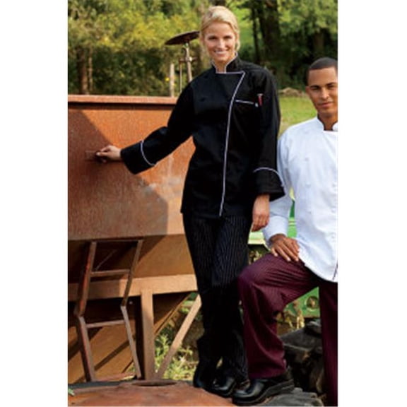 4003-3302 Yarn Dyed Baggy Chef Pant in Black and White Pinstripe - Small