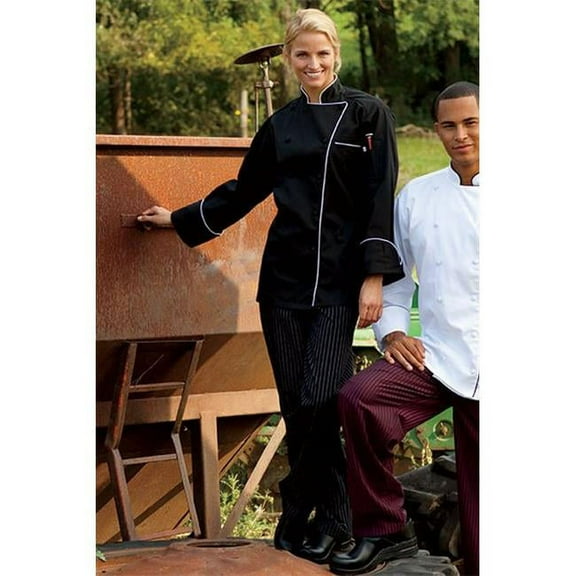 4003-3306 Yarn Dyed Baggy Chef Pant in Black/White Pin Stripe - 2XLarge
