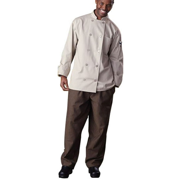 4003-3501 Yarn Dyed Baggy Chef Pant in Black and Copper Stripe - XSmall