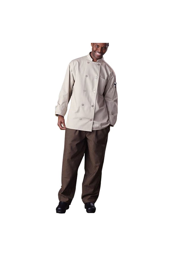 4003-3501 Yarn Dyed Baggy Chef Pant in Black and Copper Stripe - XSmall