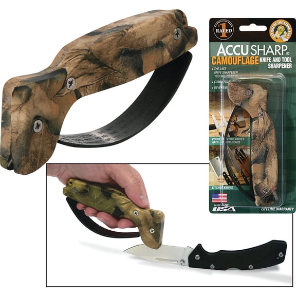 AccuSharp Knife & Tool Sharpener - Camouflage, Double-Sided, 1-Stage, 220 Grit