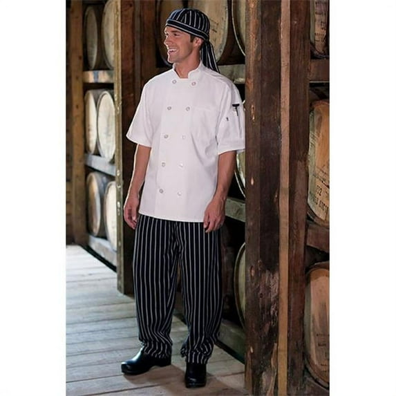 4005C-4103 Classic Baggy Chef Pant 2'' Elastic Waist in Chalk Stripe - Medium