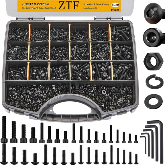 4005pcs Metric Screw Assortment M2 M3 M4 M5 Hex Cap Head & Flat Head Screws, Metric Nuts and Bolts Assortment Kit with Washers & Wrench – Assorted Screws for DIY, Electronics, 3D Printers