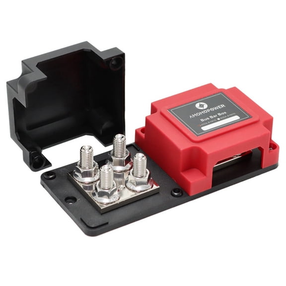 400A Bus Bar Box DC 48V with 8X 3/8 Inch Posts Power Distribution Block for Car RV Truck Solar Yacht Marine Off-Grid