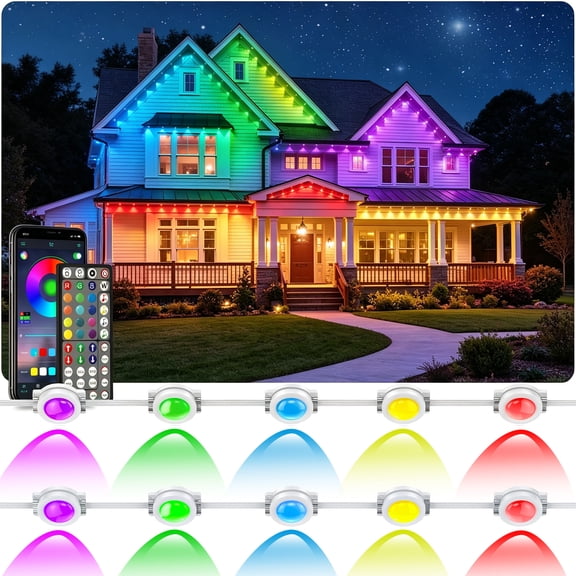 400FT Permanent Outdoor Lights RGB IP67 Waterproof Eaves Lights App Remote Control for Large House