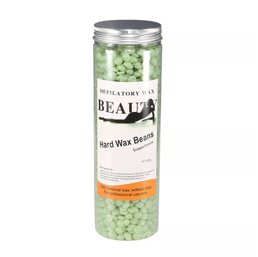 400G Hard Wax Beads Beans All Waxing Types Depilatory Hair Removal, Green Tea