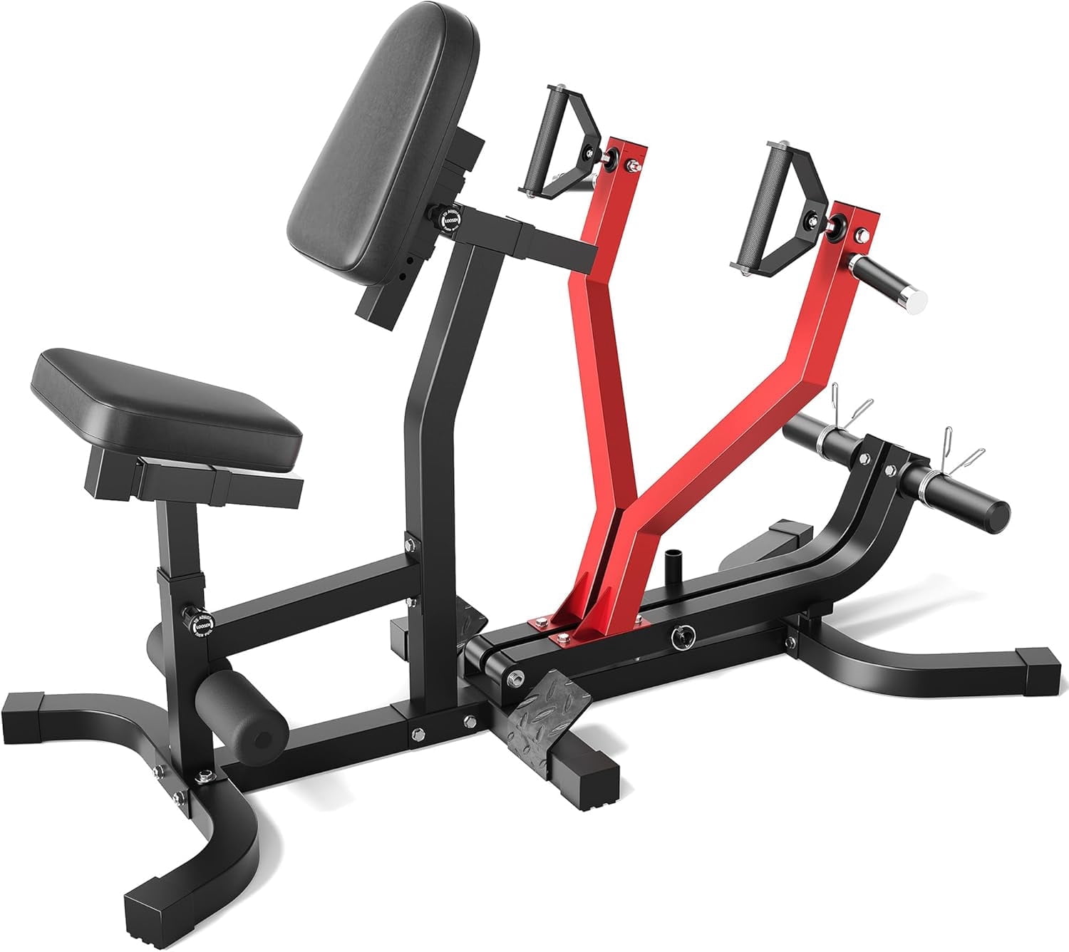 400LBS Plate Loaded Seated Row Machine, Chest Supported T-bar Row Machine, Independent Arms Back Exercising Equipment, Home Gym Strength Training Machine