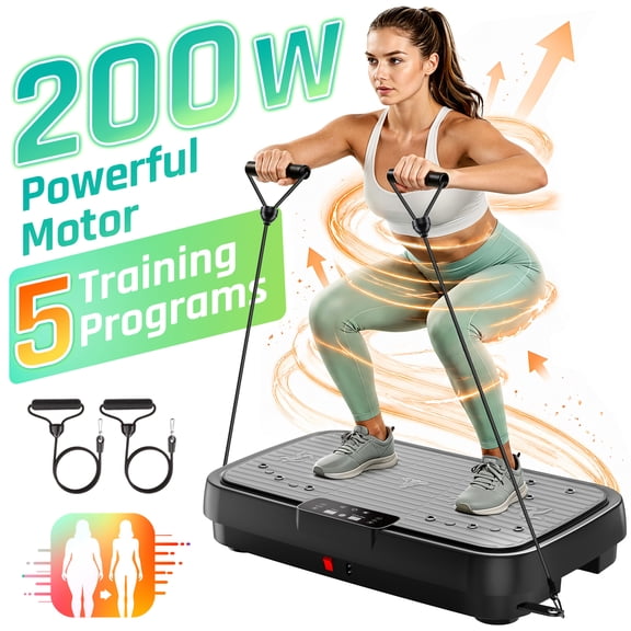 400LBS Vibration Plate Exercise Machine, 5 Programs Vibrating Plate Full Body Workout,Vibration Plate Shake Platform w/ 99 Levels,Resistance Bands, Remote Control