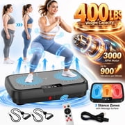 400LBS Vibration Plate Exercise Machine, Whole Body Vibration Machine with 3000 RPM Motor & Up to 900 Vibrations per Minute, 3 Stance Zones with massage surface, 99 Speeds