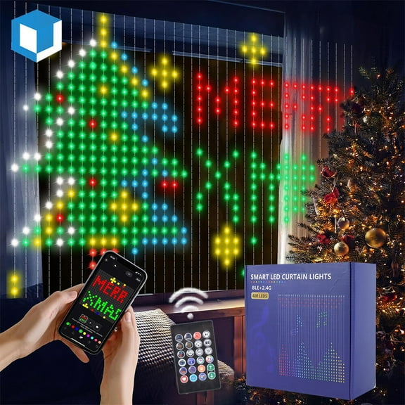 400LED 6.6ft*6.6ft Smart LED Curtain String Lights for Outdoor Indoor Holiday Decoration