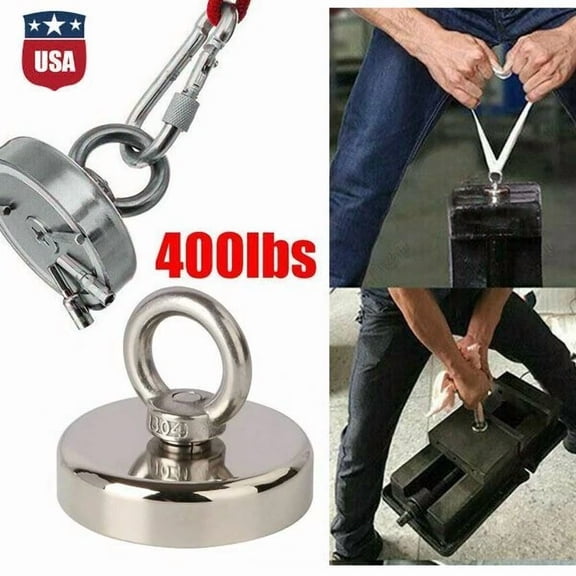 400Lb N52 Fishing Magnet Kit Strong Neodymium Pull Force Treasure Hunt Salvage