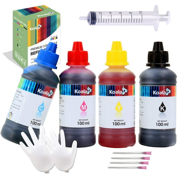 400ML Koala Ink Refill Kit Compatible with Epson 542 552 512 212 288 664 774 Ink Cartridges, Compatible Canon, HP, Brother, Lexmark Inkjet Printer Ink Refill Bottles Non-OEM