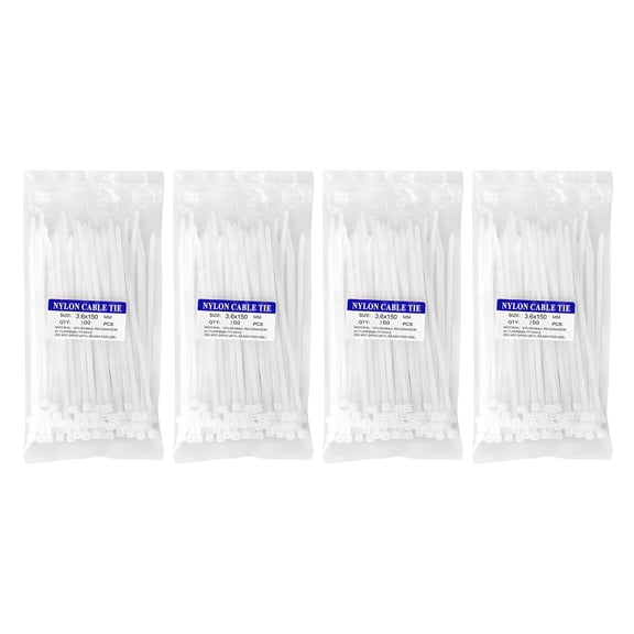 400PCS 6-Inch White Nylon Cable Ties, 40 lbs Tensile Strength, Self-Locking Zip Ties for Home Office Outdoor Use