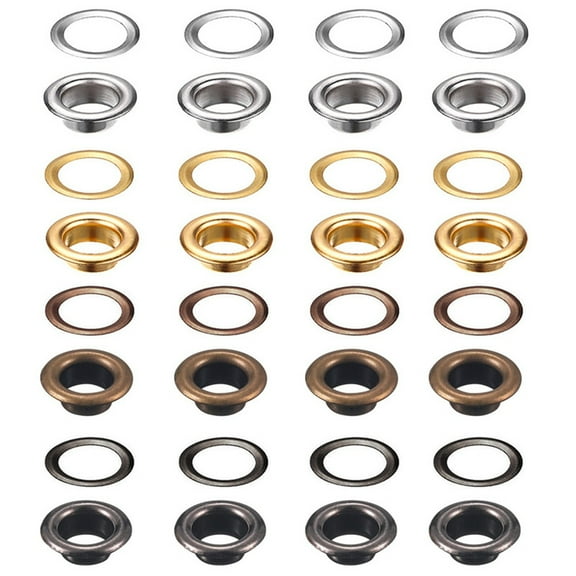 400PCS 6mm Grommets Eyelets Kits with Tool, 4 Colors Metal Grommet Kits for Fabric Curtains Canvas Belt