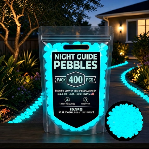 400PCS Colorful Glow-in-the-Dark Garden Stones Night Guide Luminous ...