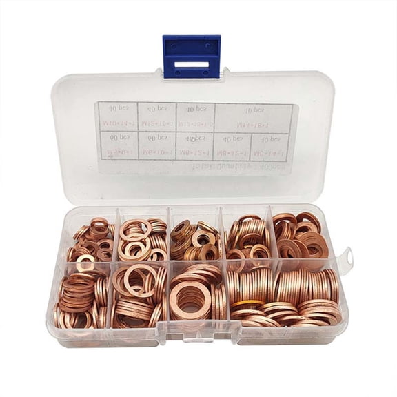 400PCS M5-14 Purple Copper Oil Seal Gasket Boxed Set Copper Gasket Assortment