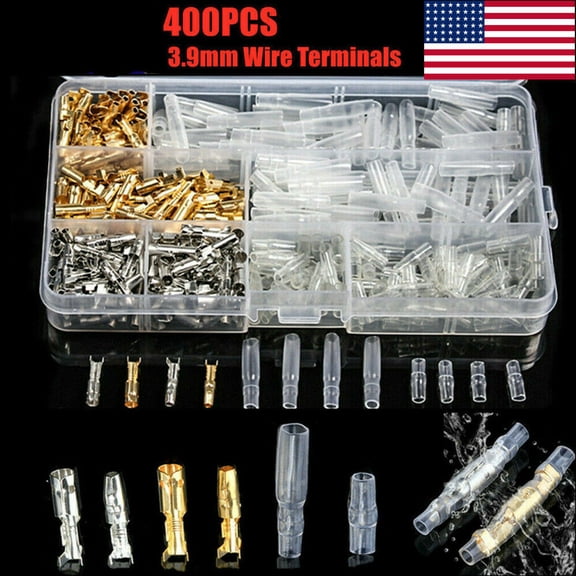 400PCS MOTORCYCLE WIRING HARNESS LOOM BULLET CONNECTORS BRASS 3.9MM ELECTRICAL