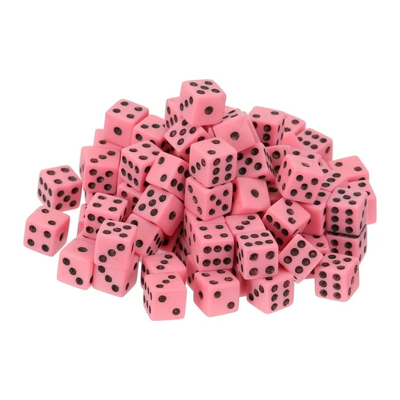400Pack Mini Dice, 8mm/0.31" Acrylic Tiny Six Side Game Dot Square Dice Bulk for Table Board Game Party Activities, Pink/Black