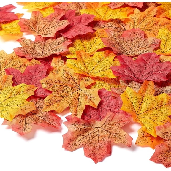 400Pc Artificial Fall Leave Silk Maple Leaf for Thanksgiving Decor