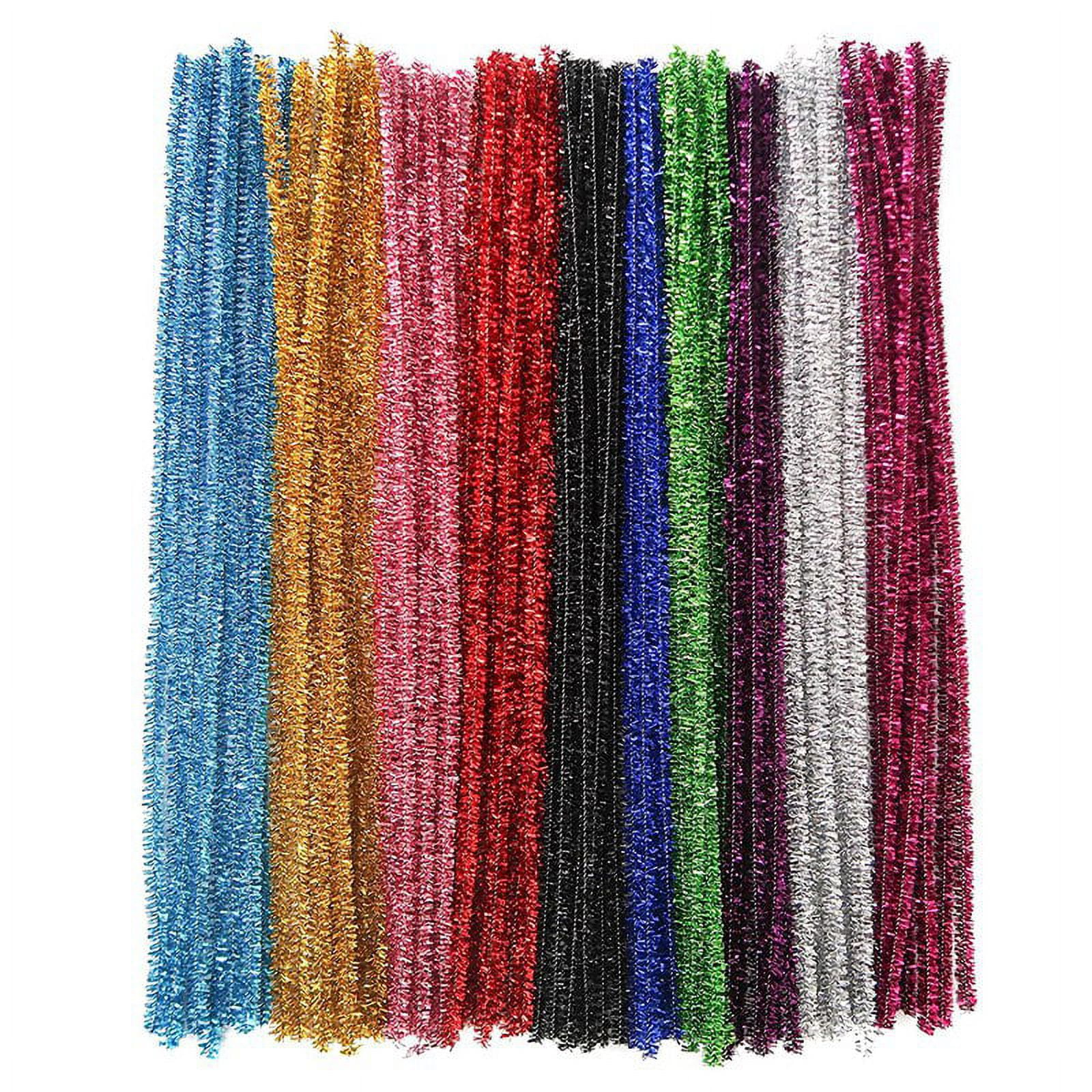 Iuuidu Pipe Cleaners Chenille Stem, 300pcs Glitter Pipe Cleaners Craft  Supplies, Fuzzy Sticks Pipe Cleaner Brush with 100pcs Glitter Pom Poms for  DIY