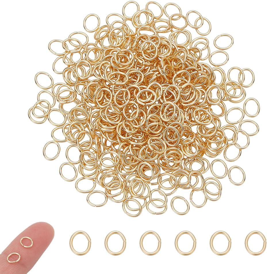 400Pcs 18K Gold Plated Jump Rings Stainless Steel Oval Closed Jump ...
