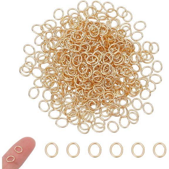 400Pcs 18K Gold Plated Jump Rings Stainless Steel Oval Closed Jump Rings 6x5mm Metal Connector Ring Jewelry Connectors Soldered Jump Ring DIY
