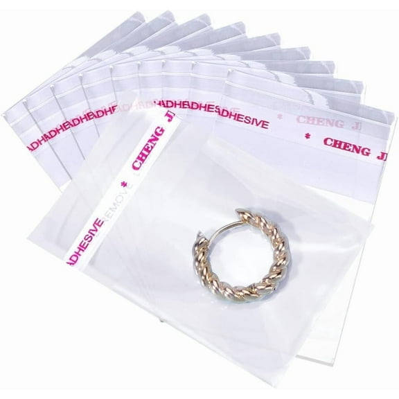 400Pcs 2.4 x 1.6in Self Adhesive Cookie Bags Clear Cellophane Bag Bulk Small Resealable Cello Cookie Party Favor Pouches for Packaging Jewelry Bakery Popcorn Wedding Birthday Gifts Wrapping Clear