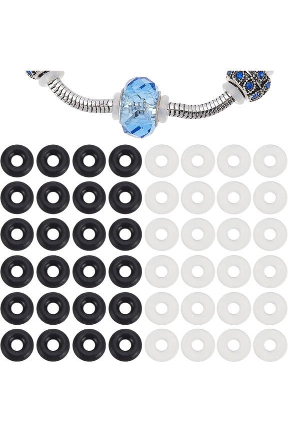 400Pcs 2 Colors Silicone Rubber Stopper O-Rings Seals Antisfriend Locating Ring Rubber Spacer Beads Rings for Bracelet Necklace DIY Jewelry Making Accessories 6x2mm Colorful