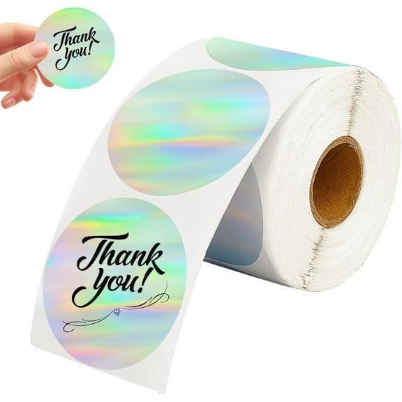 400Pcs 2 Inch Round Label Sticker Silver Holographic Thermal Sticker Roll Paper Waterproof Self Adhesive Reflective Printer Tape Labels Stickers for Wrapping Price DIY Crafts Logos