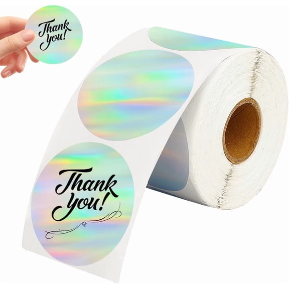 400Pcs 2 Inch Round Label Sticker Silver Holographic Thermal Sticker Roll Paper Waterproof Self Adhesive Reflective Printer Tape Labels Stickers for Wrapping Price DIY Crafts Logos