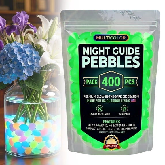 400Pcs 2026 Colorful Glow-in-the-Dark Garden Stones Night Guide Luminous Pebbles Rainbow Glow in the Dark Stepping Rocks Outdoor Landscaping Decor Glowing Stones Fish Tank Aquarium Decorations