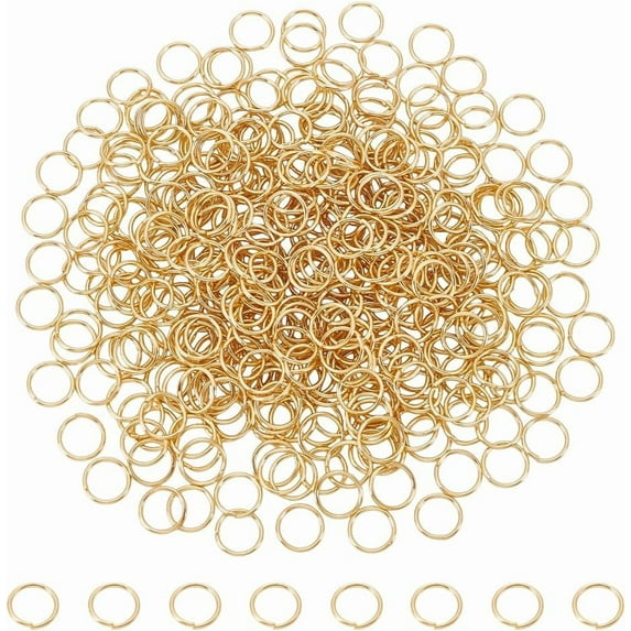 About 400Pcs 24K Gold Plated Jump Rings Stainless Steel Open Jump Rings 8mm Round Ring Metal Connectors Ring for Jewelry Making and Earring Bracelet Pendant Keychain Accessories