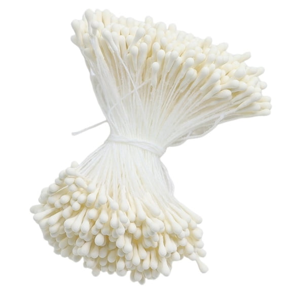 400Pcs 2mm Matte Double Head Flower Stamen Pistil for Flower Making Scrapbook Decoration,Double Heads Handmade Flower Stamens for Flower Making Crafts Beige