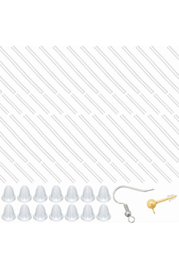 400Pcs 3 Style Plastic Earring Backs Tube Earring Sleeve Protector Bell Ear Nuts for Earring Pin Protection Clear Tube: 8~20x1mm for DIY