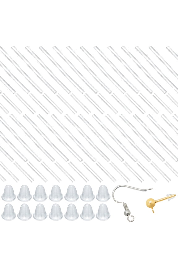 400Pcs 3 Style Plastic Earring Backs Tube Earring Sleeve Protector & Bell Ear Nuts for Earring Pin Protection Clear Tube: 8~20x1mm