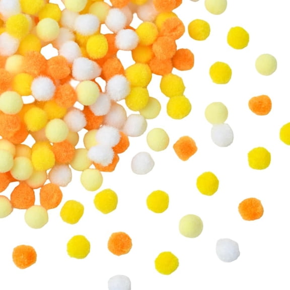 400Pcs 4 Colors 10mm Colorful Pompom Balls Crafting Bulk Orange White Yellow Polyester Soft Round Fluffy Fuzzy Puff Small Pompoms for Crafts DIY Making Party Decorations Supplies