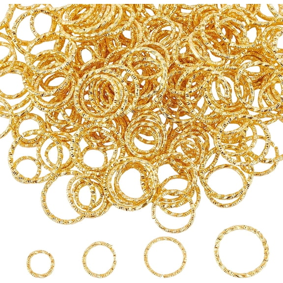 400Pcs 4 Style Iron Jump Rings Metal Connectors for DIY Jewelry Crafting and Keychain Accessories Golden 100pcs/style