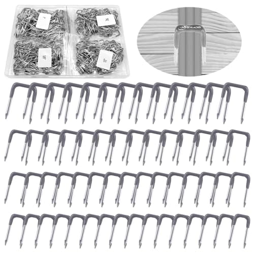 400Pcs 5/8" 3/4" 1/2" 1" Insulated U Staple Nails Assortment with Plastic Storage Case, Electrical Cable Staples Cord Management for Fixing Non-Metallic Electrical Wire