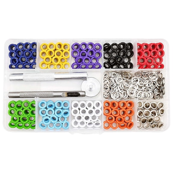 400Pcs 5mm Metal Grommets 10 Colors Eyelet Set, Metal Eyelets Grommet Sets for Leather/Clothes/Curtain Repair