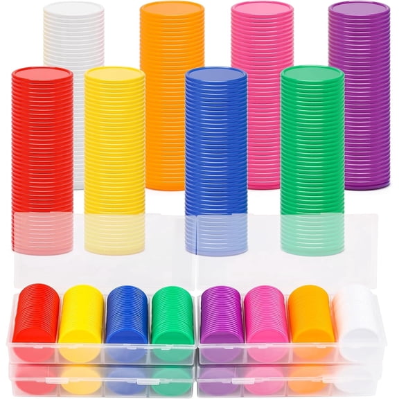 400Pcs 8 Colors Bingo Chips with Sorting Storage Box, Plutput 1 Inch Plastic Poker Chips Counting Discs for Adult Games & Activities