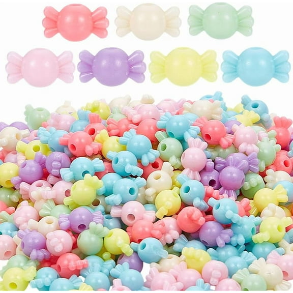 400Pcs Acrylic Candy Beads Food Bead Bulk Colorful Opaque Kawaii Foods Candies Bows Bowknot Small Charm Beads for Jewelry Making Bracelets Necklaces Hairbands DIY Crafts Accessories